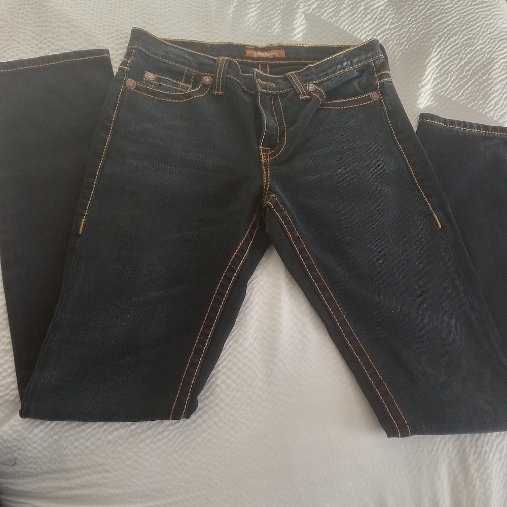 David Kahn jeans dark jean color with dark yellow stitching size 29